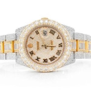 MOISSANITE ROLEX WATCH 36MM DATEJUST 2 TONE AUTOMATIC FULL ICED VVS 19.40CT