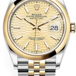 Rolex Datejust 36 Steel & Yellow Gold Golden Fluted-Motif Dial Women’s Watch M126203-0039