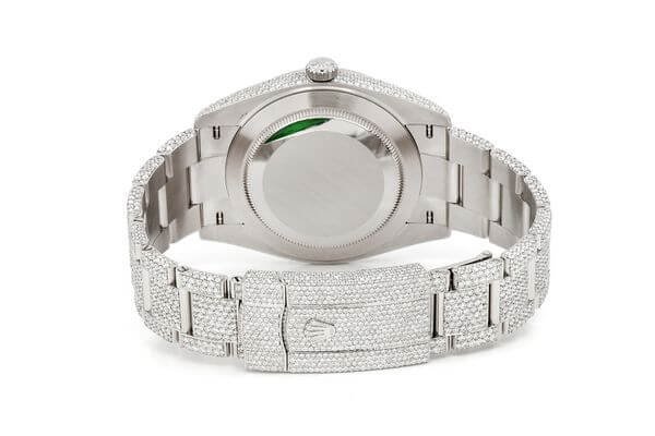 ROLEX ICED OUT DATEJUST 41MM BLUE DIAL AUTOMATIC STAINLESS STEEL WATCH MOISSANITE 21.00CT - Image 3