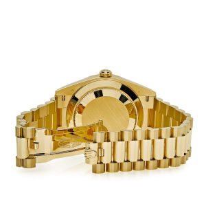 Rolex Day-Date 128348RBR Yellow Gold Diamond Bezel Turquoise Diamond Dial