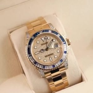 Rolex GMT-Master II 116758SA-78208 18k Yellow Gold Diamond & Blue Sapphire