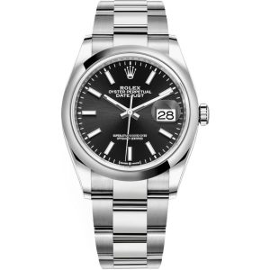 Rolex Datejust 126200 36mm Black Index Dial Smooth Bezel Oyster Bracelet