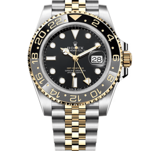 Rolex GMT Master ll Yellow Gold and Stainless Steel Black Dial Jubilee Bracelet Men’s Watch M126713GRNR-0001