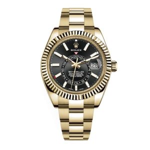 Rolex Sky-Dweller Black Dial Automatic 18kt Yellow Gold Watch 330938-0004