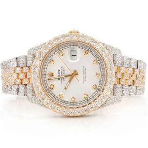 ICED OUT PRESIDENTIAL ROLEX DATEJUST II 41MM TWO TONE GOLD AUTOMATIC STAINLESS STEEL WATCH 22.00CT