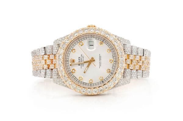 ICED OUT PRESIDENTIAL ROLEX DATEJUST II 41MM TWO TONE GOLD AUTOMATIC STAINLESS STEEL WATCH 22.00CT