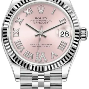 Rolex Datejust 31 Stainless Steel and White Gold Pink Roman Diamond Dial Women’s Watch M278274-0024