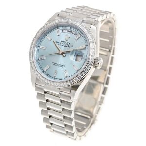 Lady Rolex DAY-DATE 36 128396TBR Ice Blue Baguette Index Replica