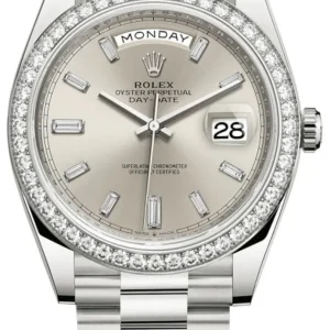 Rolex Day-Date 40 18k White Gold Silver Diamond Dial Men’s Watch M228349RBR-0001