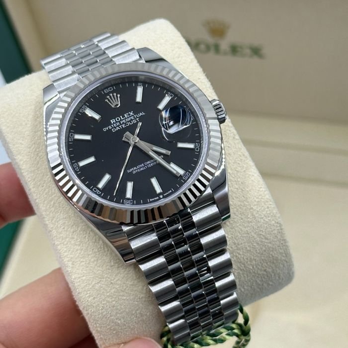 Rolex Datejust 41 Steel & White Gold Black Index Jubilee Band Men's Watch M126334-0018 - Image 4