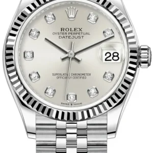 Rolex Datejust 31 Stainless Steel and White Gold Silver Diamond Dial Women’s Watch M278274-0030