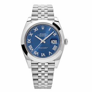 Rolex Datejust 41 Stainless Steel Blue Roman Dial Jubilee Bracelet Men’s Watch M126300-0018