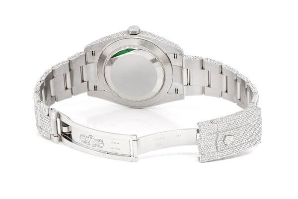 ROLEX ICED OUT DATEJUST 41MM BLUE DIAL AUTOMATIC STAINLESS STEEL WATCH MOISSANITE 21.00CT - Image 4