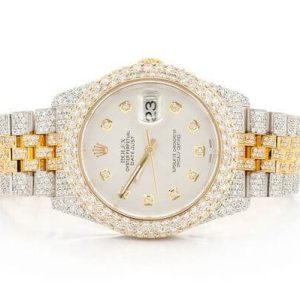 ICED OUT WATCHES ROLEX Datejust 41MM TWO TONE GOLD MOISSANITE 19.30CT