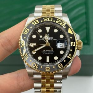 Rolex GMT Master ll Yellow Gold and Stainless Steel Black Dial Jubilee Bracelet Men’s Watch M126713GRNR-0001