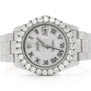 CHEAP ICED OUT WATCHES ROLEX DATEJUST 36MM AUTOMATIC STAINLESS STEEL WATCH FULL MOISSANITE WATCH 20.50CT