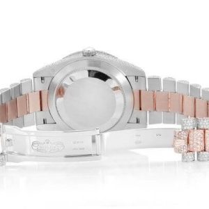 ICED OUT ROLEX FOR SALE DAY-DATE 40MM AUTOMATIC WATCH TWO TONE MOISSANITE 23.43ctw