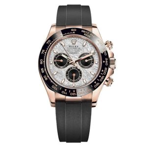 Rolex Daytona 18k Everose Gold Ceramic Bezel Meteorite Dial Oysterflex 116515LN-0055