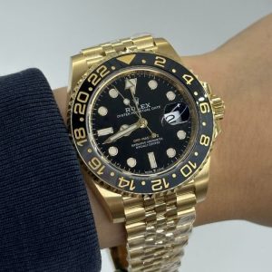 Rolex GMT Master ll Yellow Gold Black Dial Jubilee Bracelet Men’s Watch 40mm M126718GRNR-0001