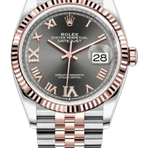 Rolex Datejust 36 Steel & Everose Gold Slate Diamond Pave Roman Dial Women’s Watch M126231-0023