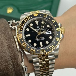 Rolex GMT Master ll Yellow Gold and Stainless Steel Black Dial Jubilee Bracelet Men’s Watch M126713GRNR-0001