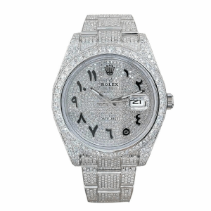 Rolex Datejust 116300 White Gold Diamond Arabic Dial Iced Out Replica