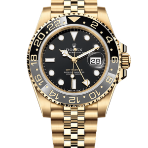 Rolex GMT Master ll Yellow Gold Black Dial Jubilee Bracelet Men’s Watch 40mm M126718GRNR-0001