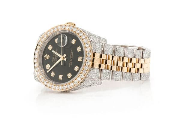 ROLEX WITH DIAMONDS 36MM TWO-TONE BLACK DIAL MOISSANITE 14.60CT - Image 2