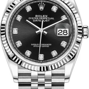 Rolex Datejust 36 Steel & White Gold Black Diamond Dial Women’s Watch M126234-0027