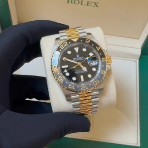 Rolex GMT Master ll Yellow Gold and Stainless Steel Black Dial Jubilee Bracelet Men’s Watch M126713GRNR-0001