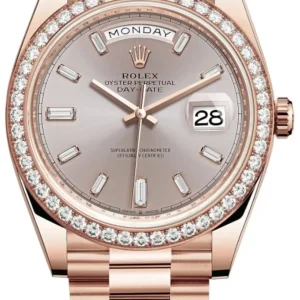 Rolex Day-Date 40 18k Everose Gold Sundust Diamond Dial Diamond Bezel Men’s Watch M228345RBR-0007