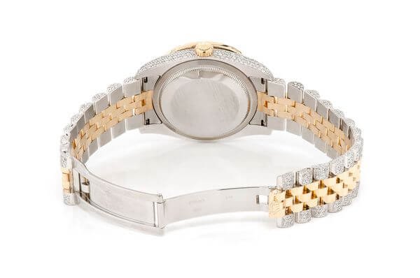 ROLEX WITH DIAMONDS 36MM TWO-TONE BLACK DIAL MOISSANITE 14.60CT - Image 4