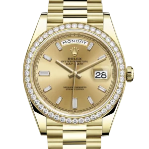 Rolex Day-Date 228348RBR Yellow Gold Diamond Bezel Champagne Diamond Dial