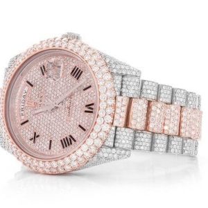 ICED OUT ROLEX FOR SALE DAY-DATE 40MM AUTOMATIC WATCH TWO TONE MOISSANITE 23.43ctw