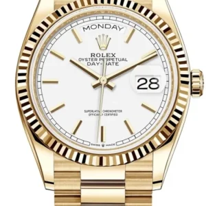 Rolex Day-Date Yellow Gold White Dial Unisex Watch M128238-0081